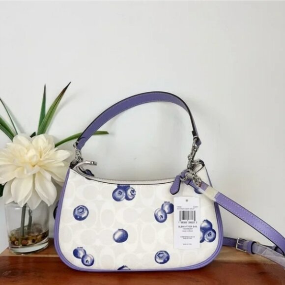 NWT Coach Teri Bag Canvas With Blueberry Print - Picture 2 of 6